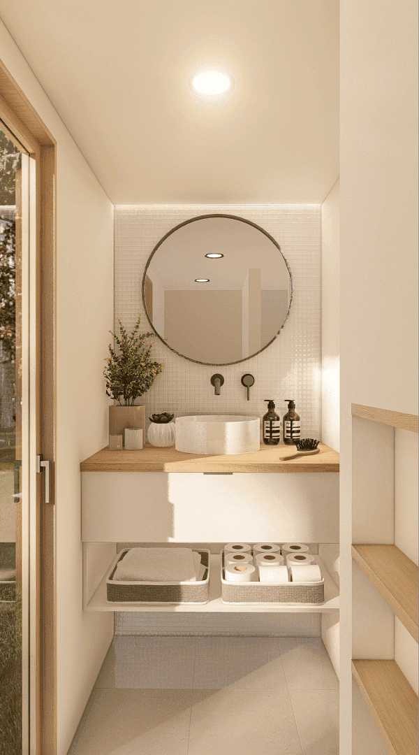 Luna 9.5m/32ft Tiny House Bathroom