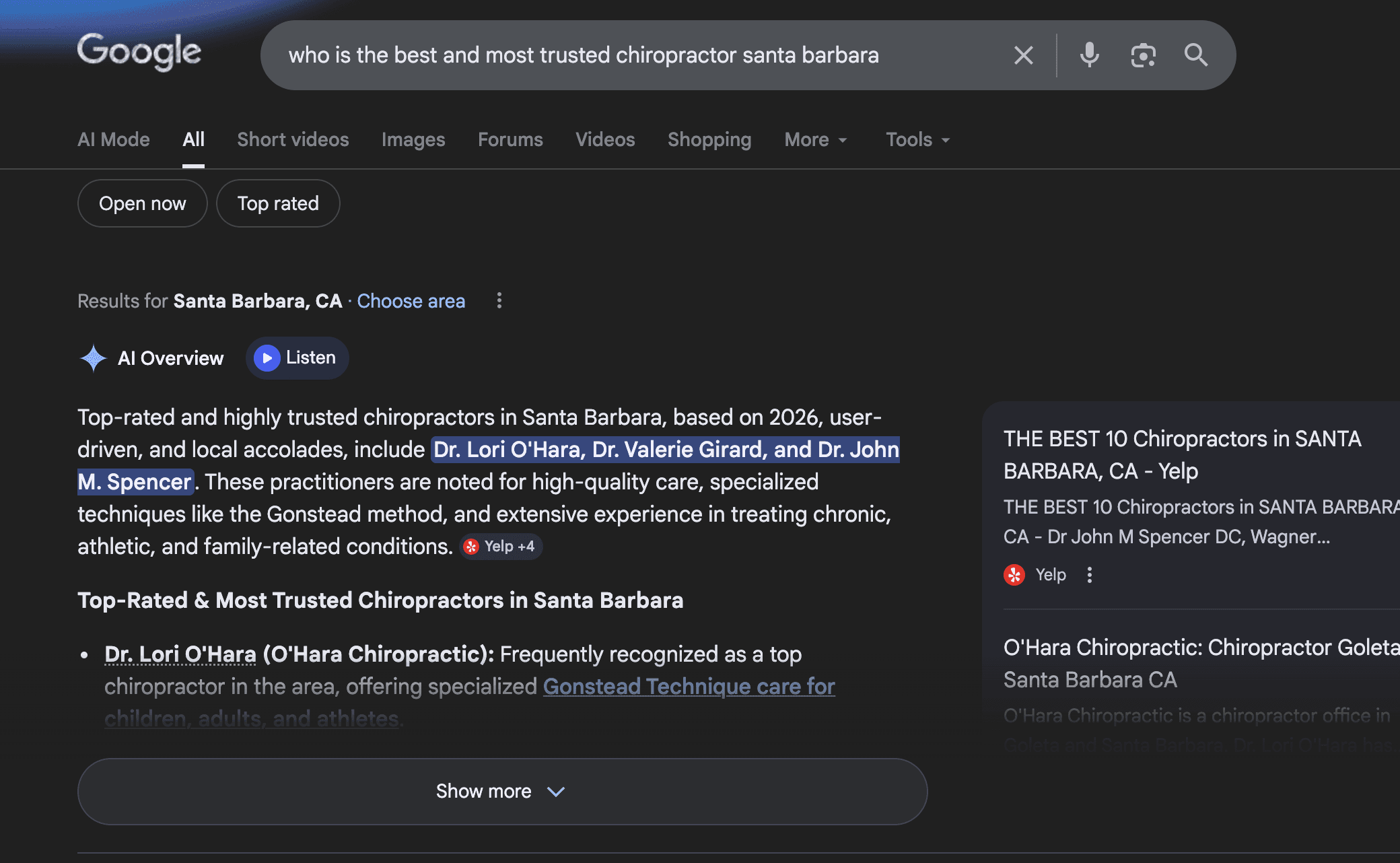 Google AI overview search santa barbara