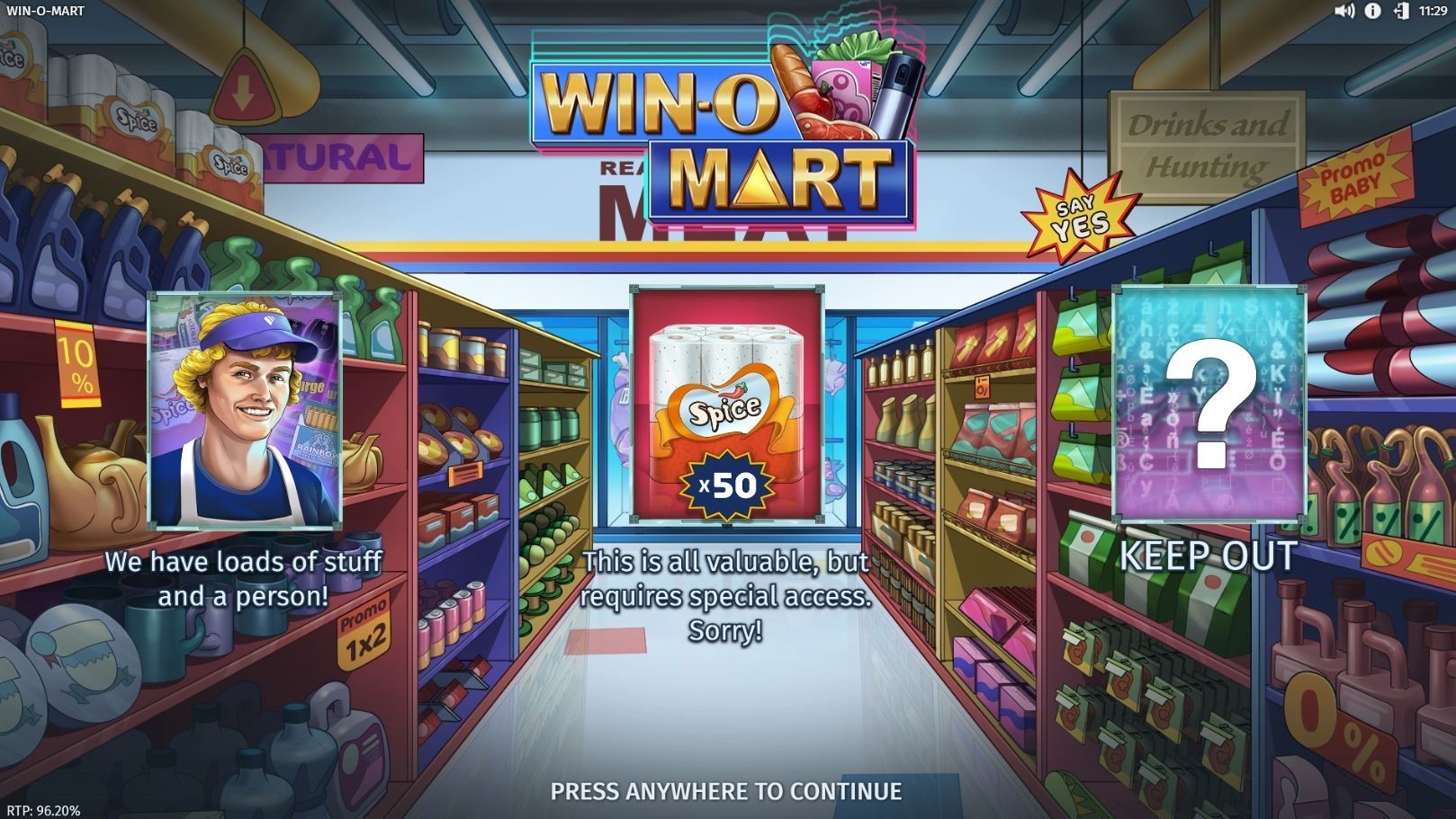 Win-O-Mart — écran d’accueil