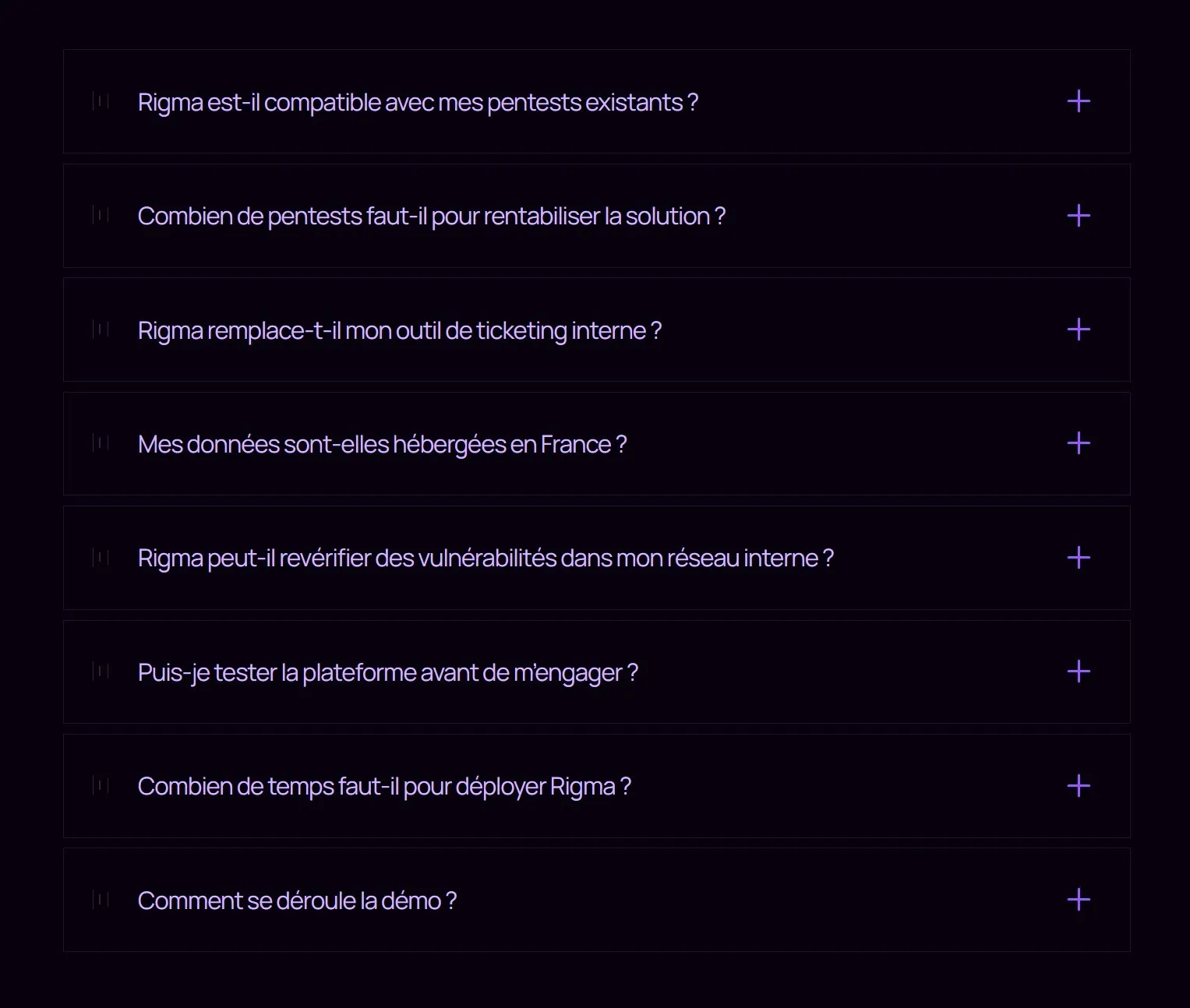 section faq site rigma