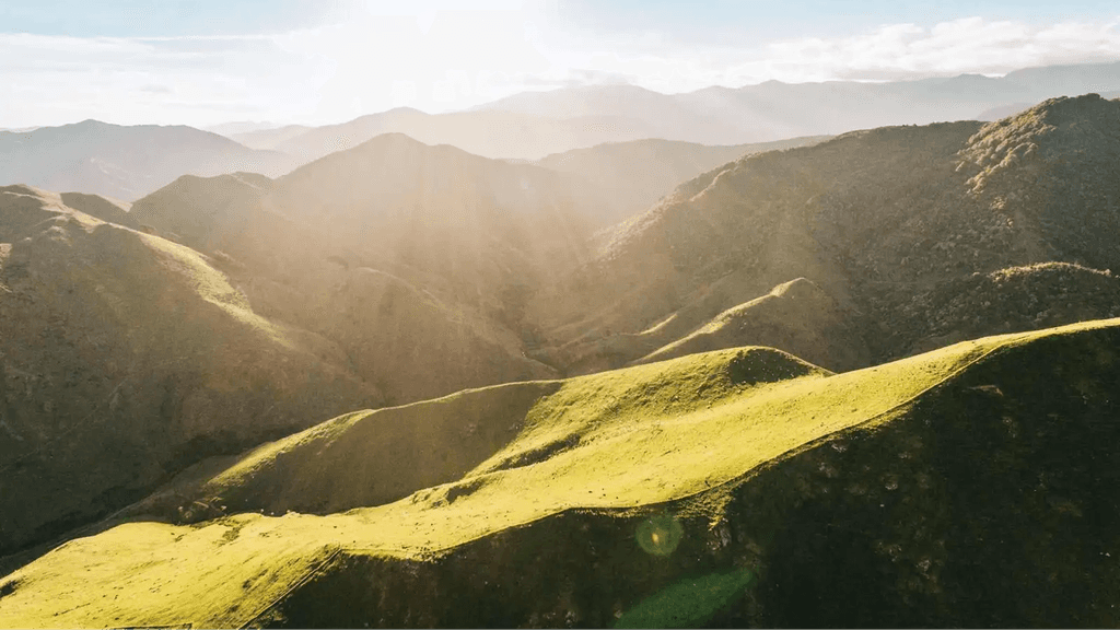 Landscape of grassy mountains
