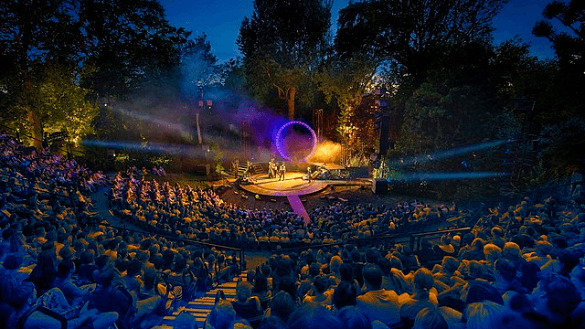 View of the stage of the Regent's Park Open Air Theatre