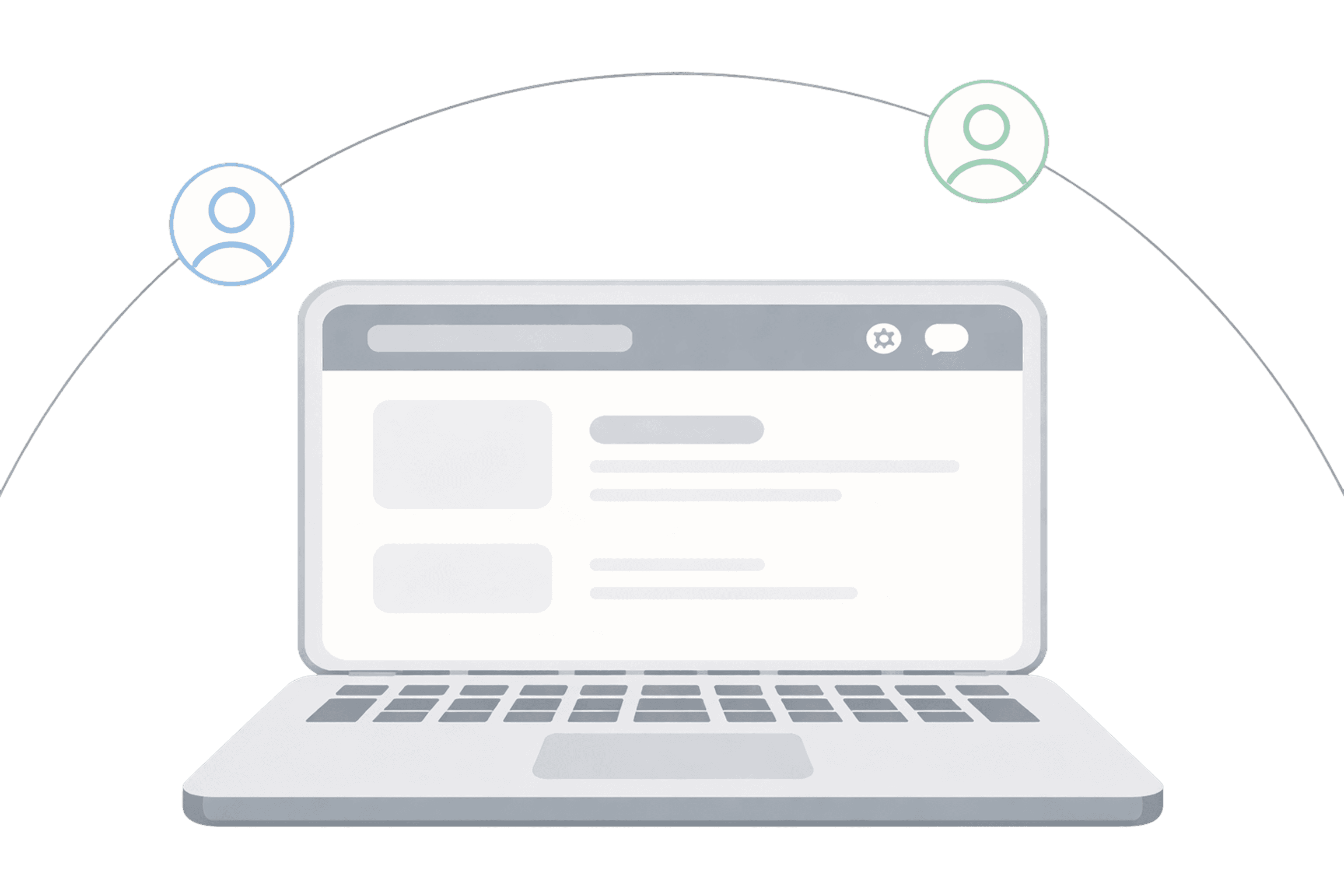 Laptop screen illustration with users icons