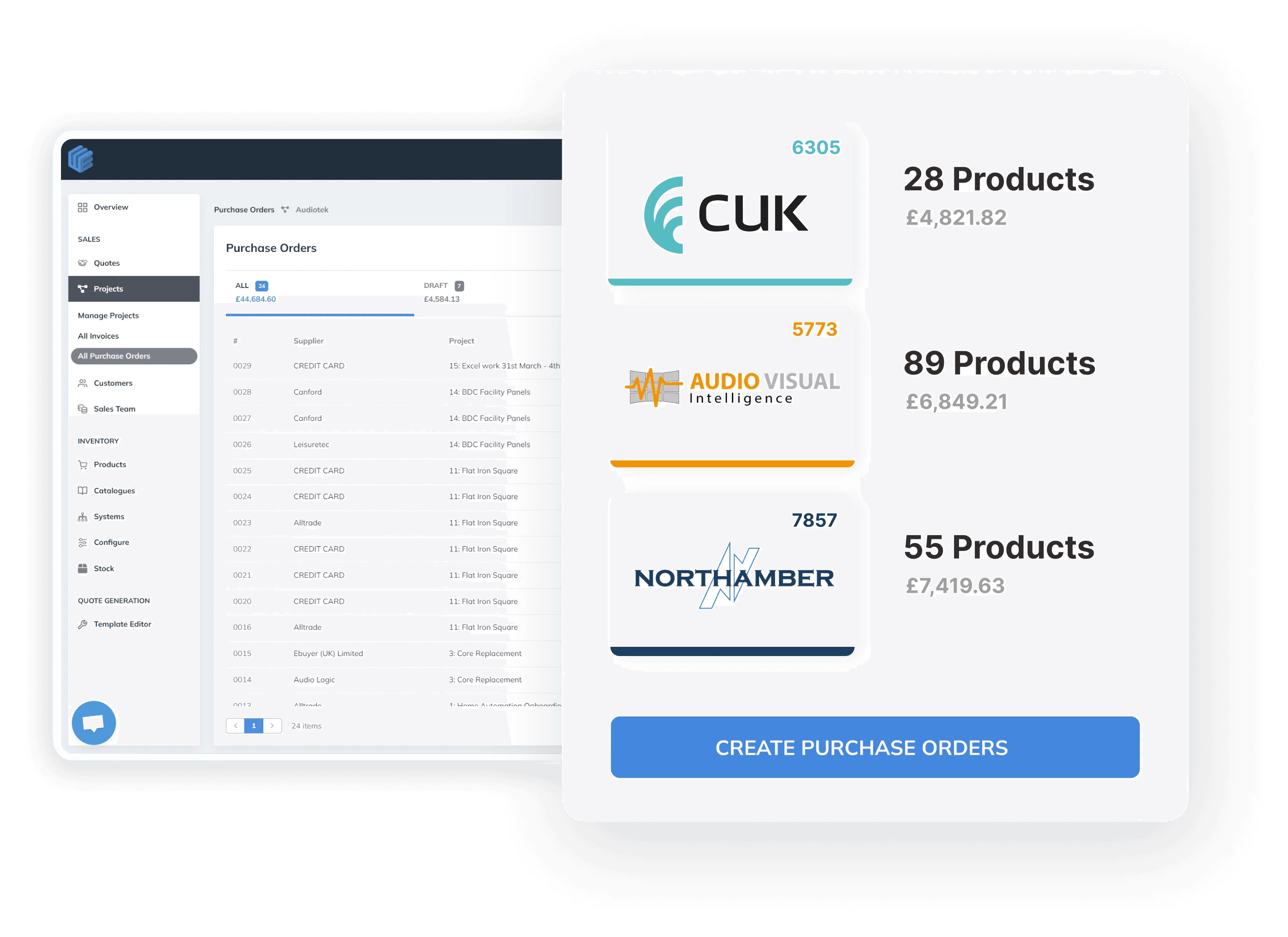 AV purchase order management for pro AV integrators using WeQuote