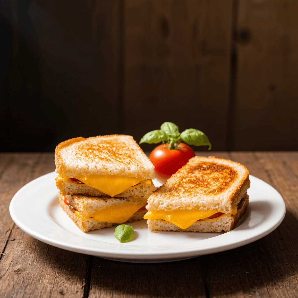 product photography of plate of grilled cheese sandwiches