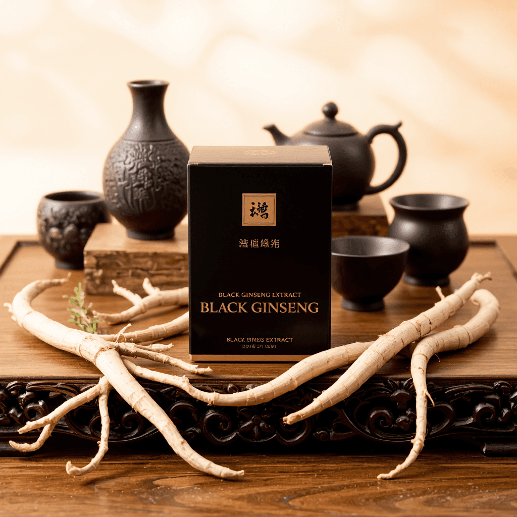 product photography of box of black ginseng extract