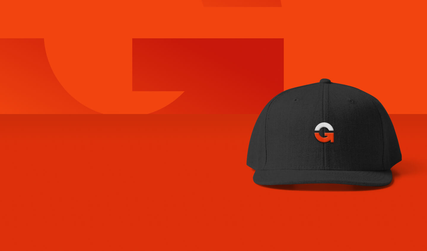 A Cap Designed for Guide against a red background