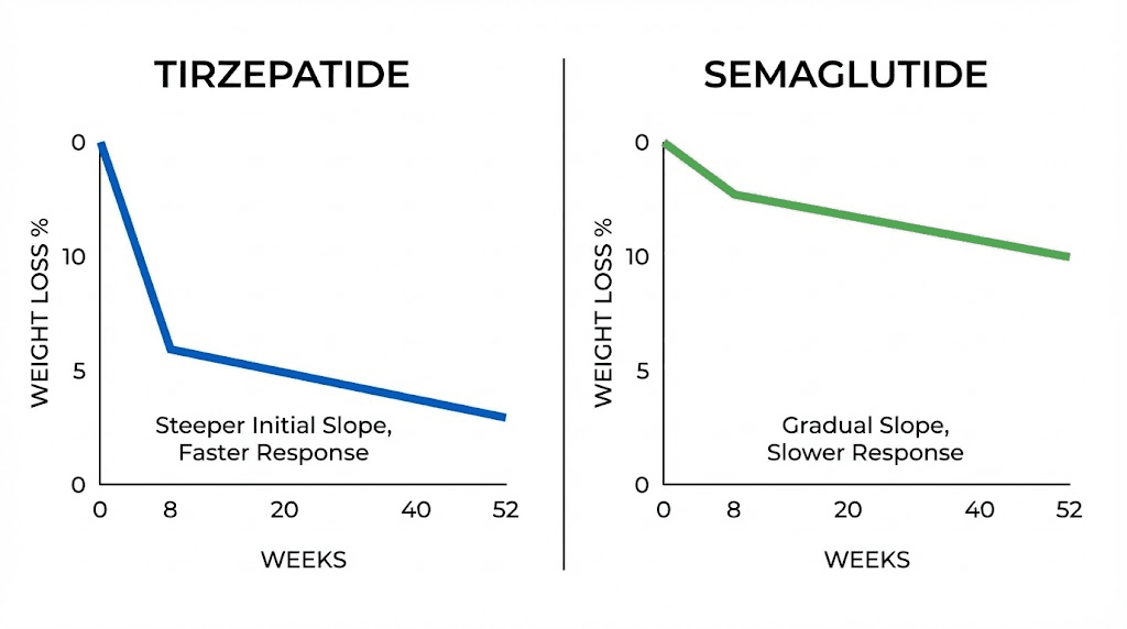 tirzepatide vs semaglutide speed comparison weight loss timeline