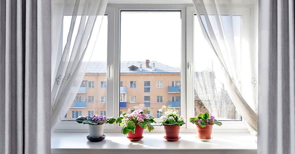 two people looking at a tablet and smiling