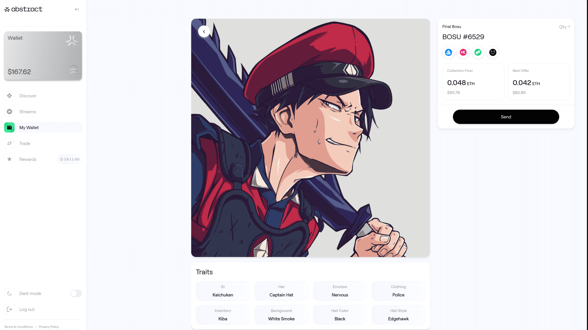 What the character looks like inside the account after purchase — the "I own this" moment.