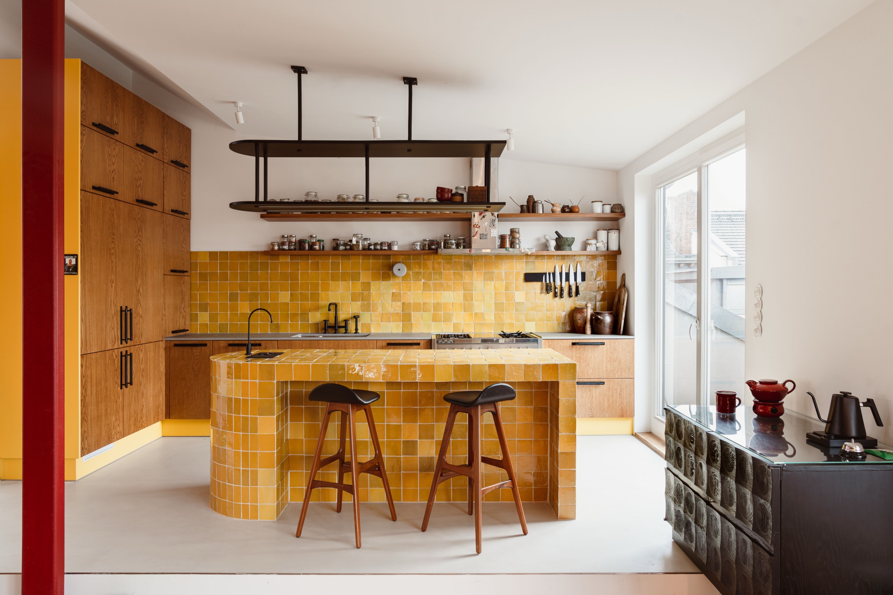 Chroma Penthouse yellow zellige tile bespoke kitchen in Berlin