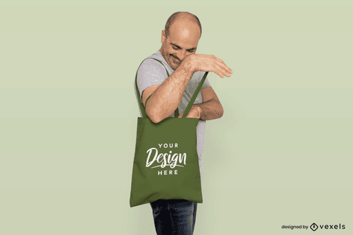 senior man with tote bag mockup