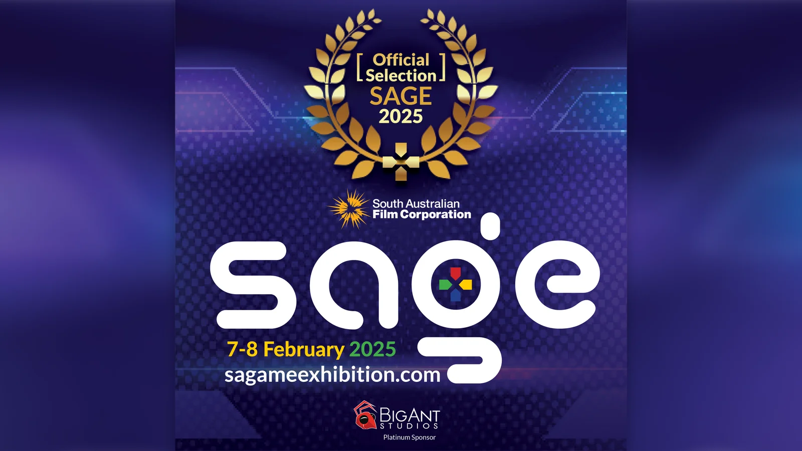 The official selection graphic for SAGE 2025, awarded to ABM visual. This recognition highlights our expertise in developing interactive B2B spatial solutions, safe experiential training environments, and bespoke gamification for enterprise clients.