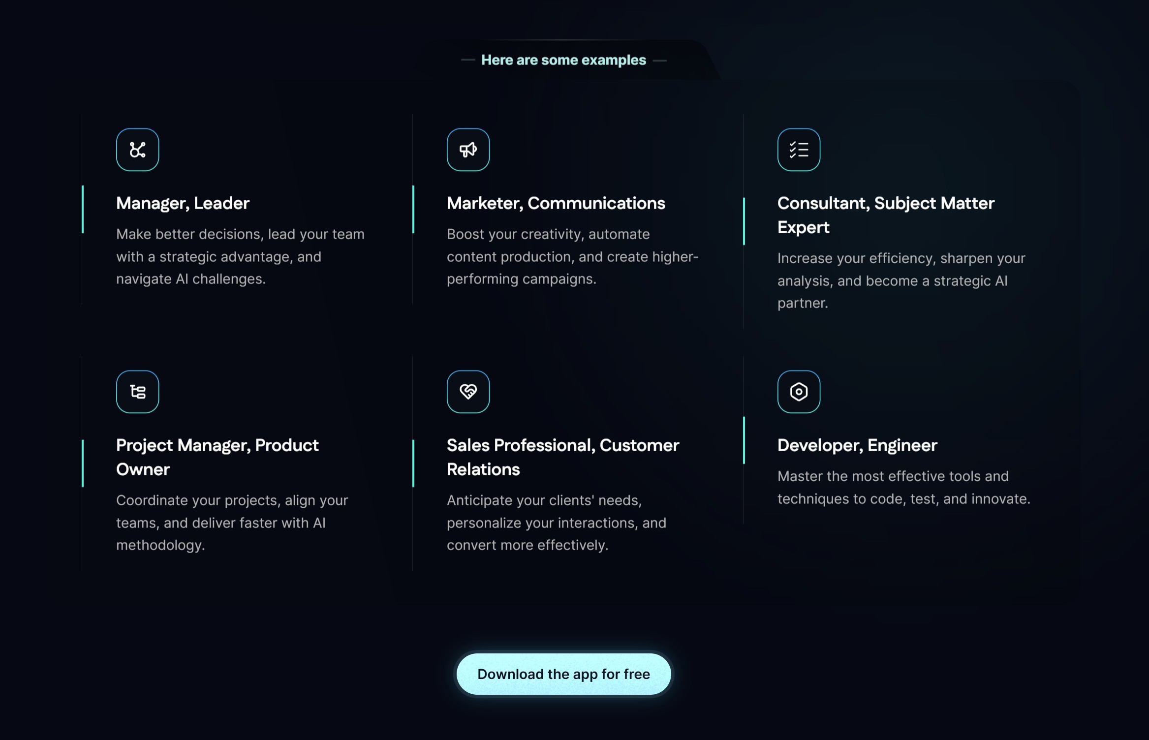 section persona  landing page noesion