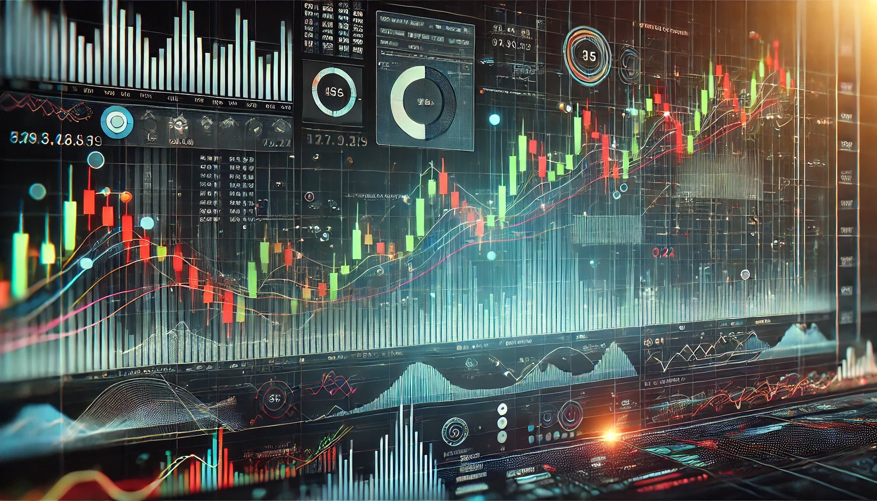 Crypto-themed image featuring charts, digital coins, and market trends, representing cryptocurrency trading and blockchain technology.