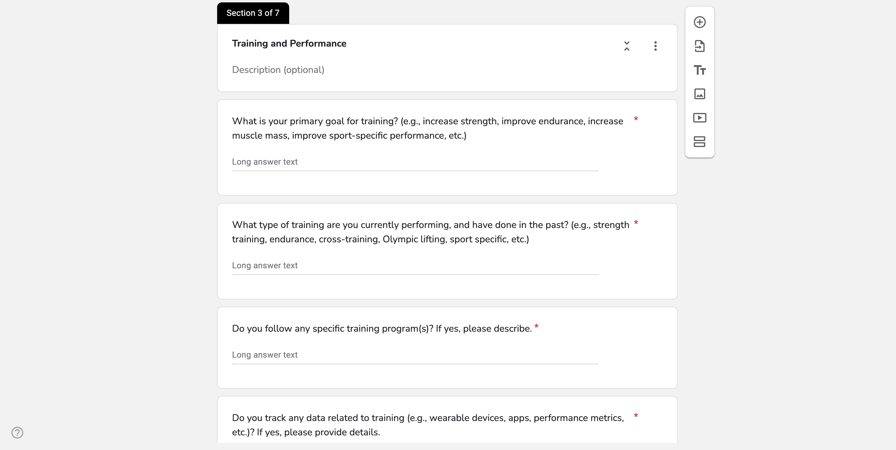 part of one of the AthletIQ Resilience comprehensive intake forms