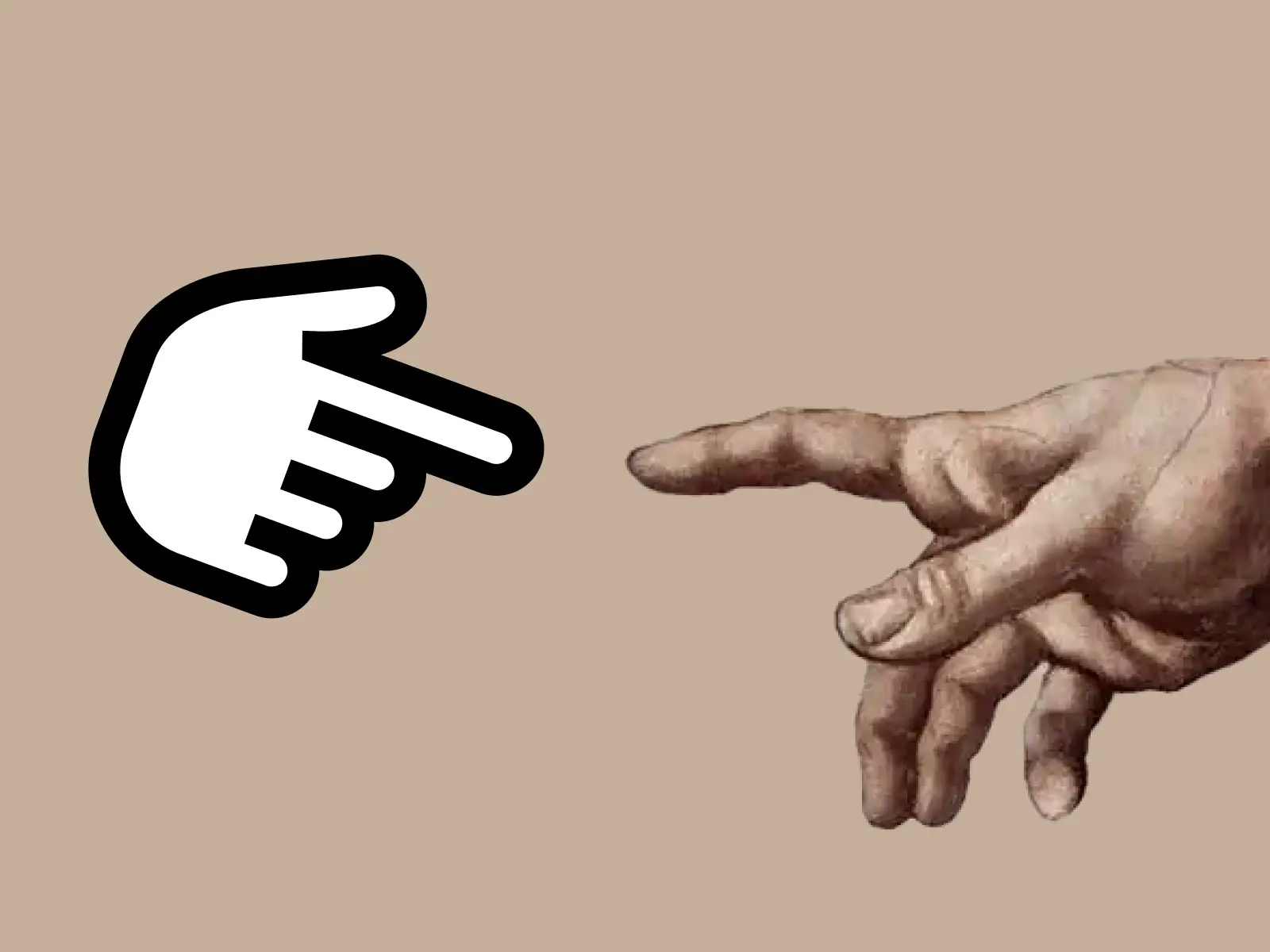 Creation of Adam painting with the hand of god replaced by the hand cursor