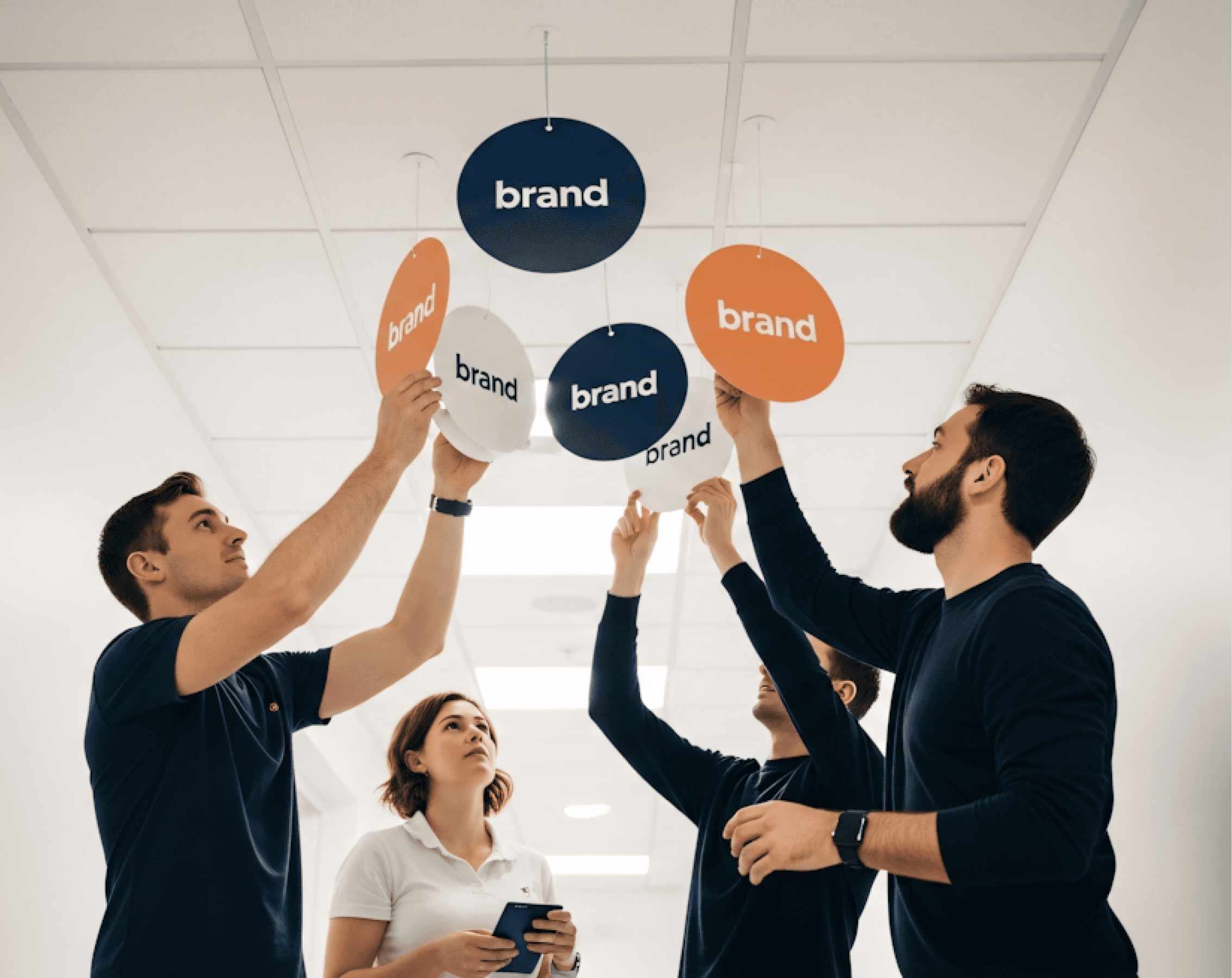 A professional team discussing architectural blueprints and project plans on a table