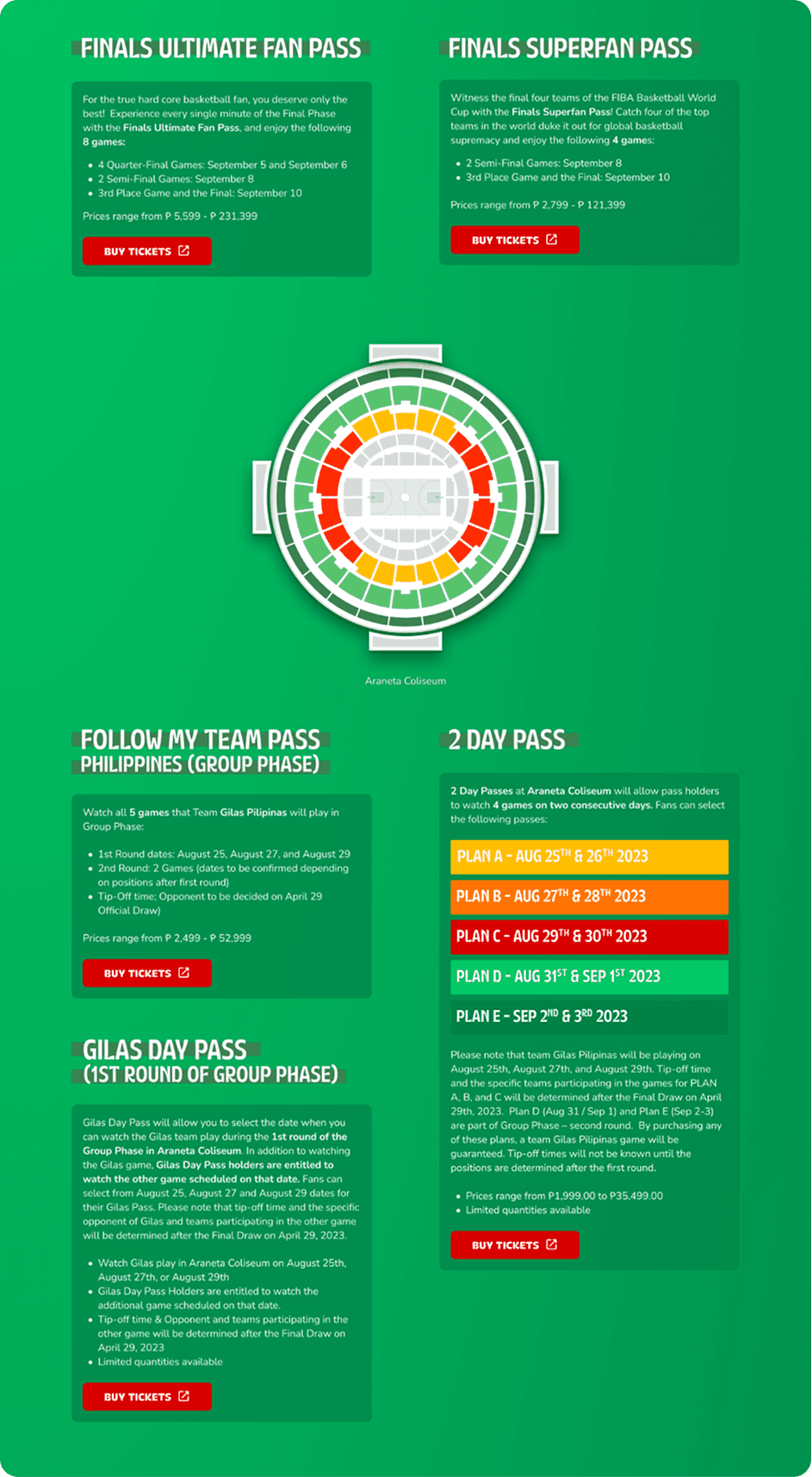 Screenshot of finals ticket sales page