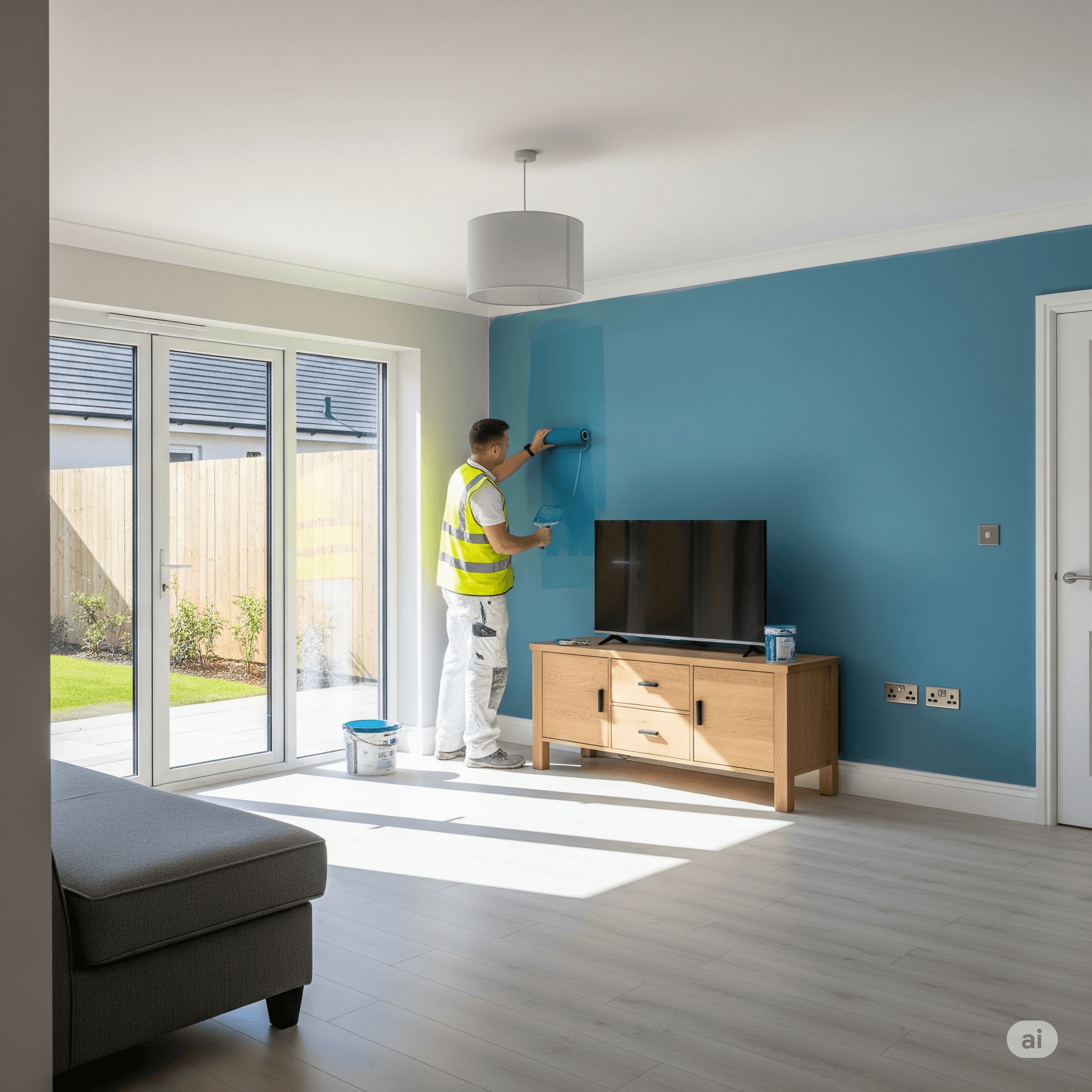 A Living room with fresh paint