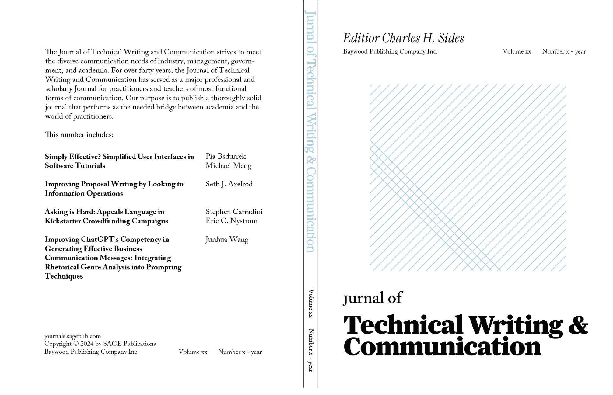 design prosess for redesign av omslag for  Journal of Technical Writing and Communication, 1