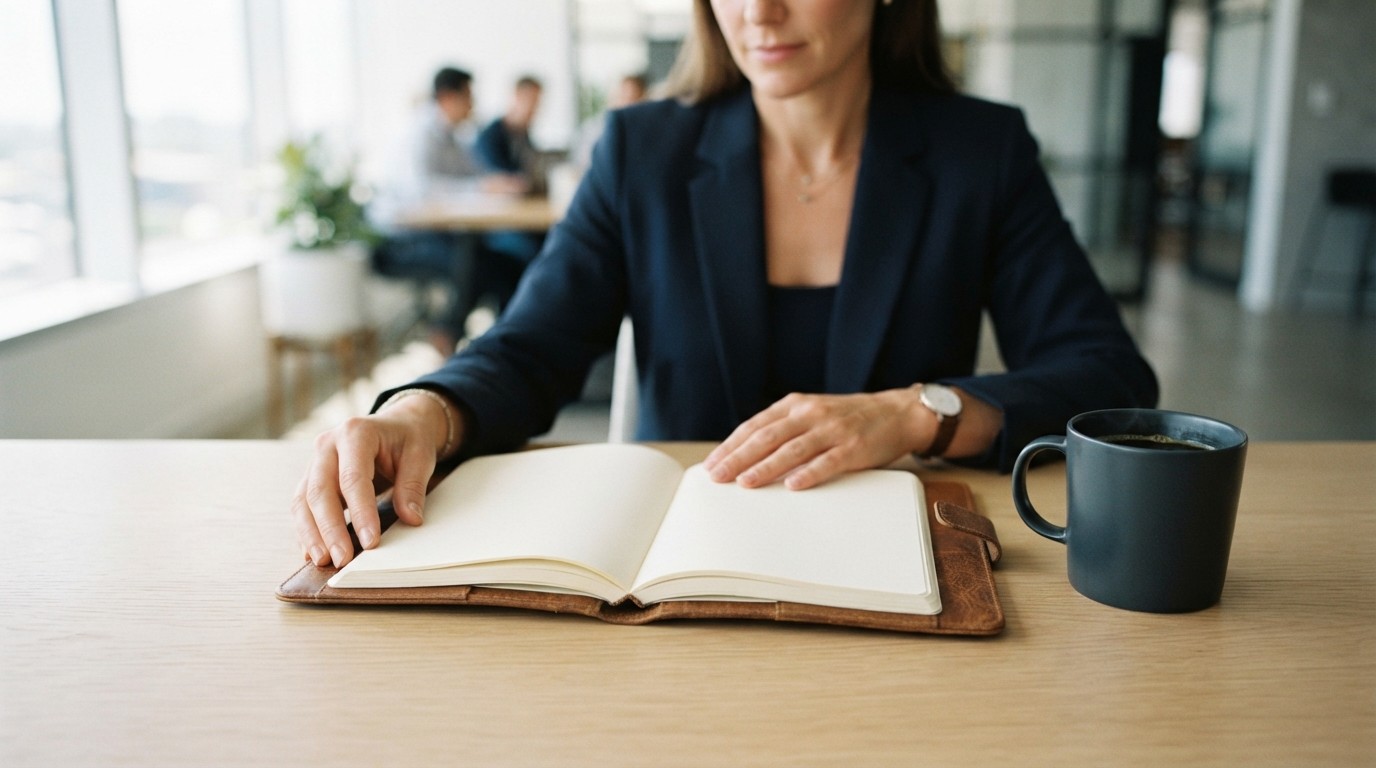 Professional preparing a weekly strategy session at an office desk