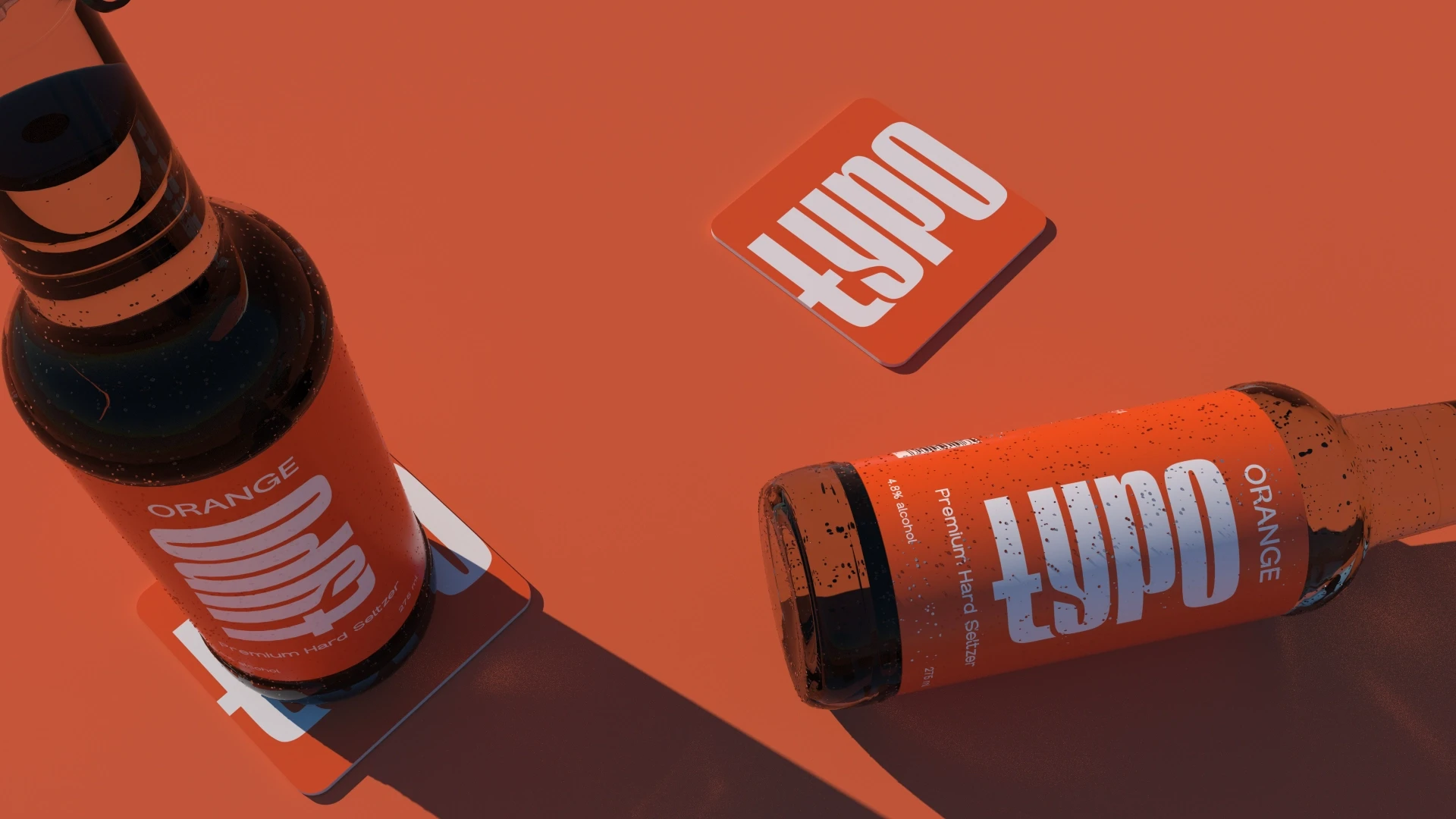 3D rendered aesthetic shot of Typo premium hard seltzers in lifelike shots