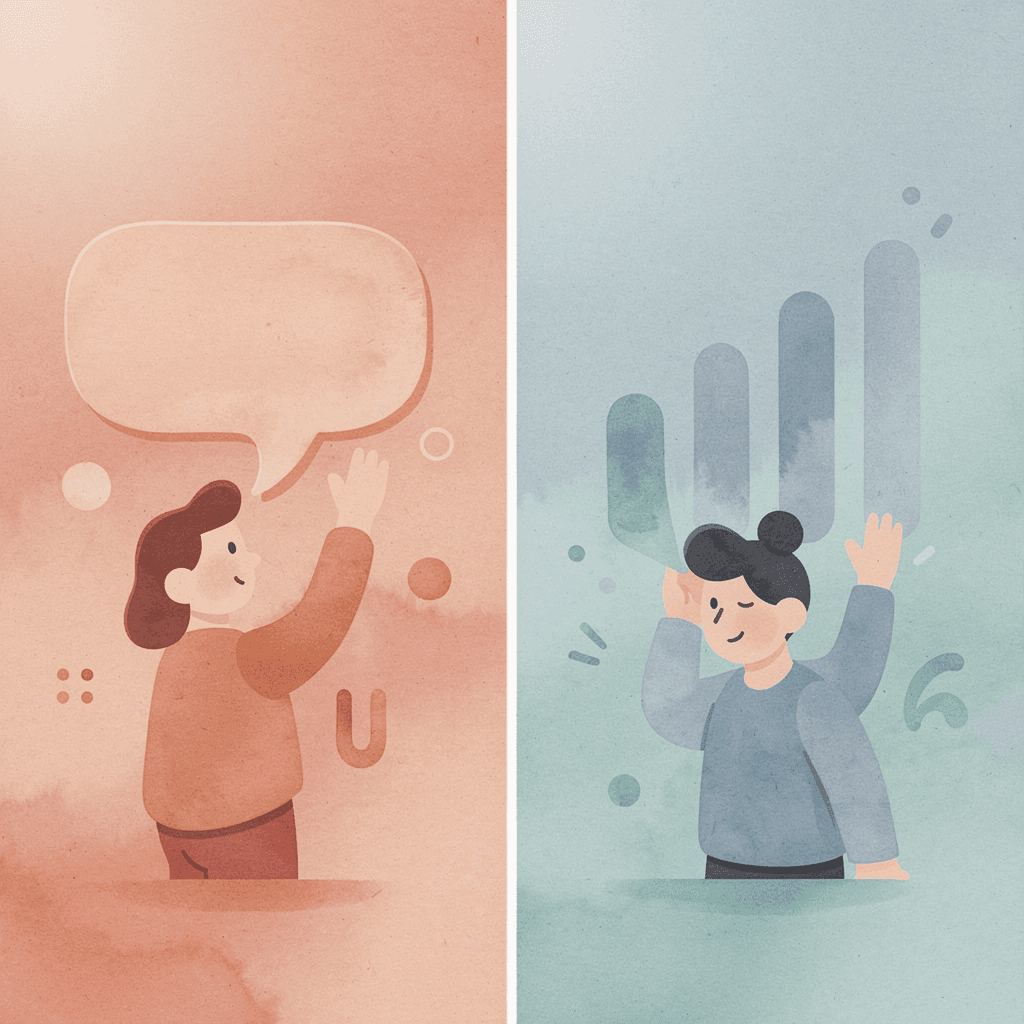  Split scene illustration showing social media pressure versus healthy postpartum recovery