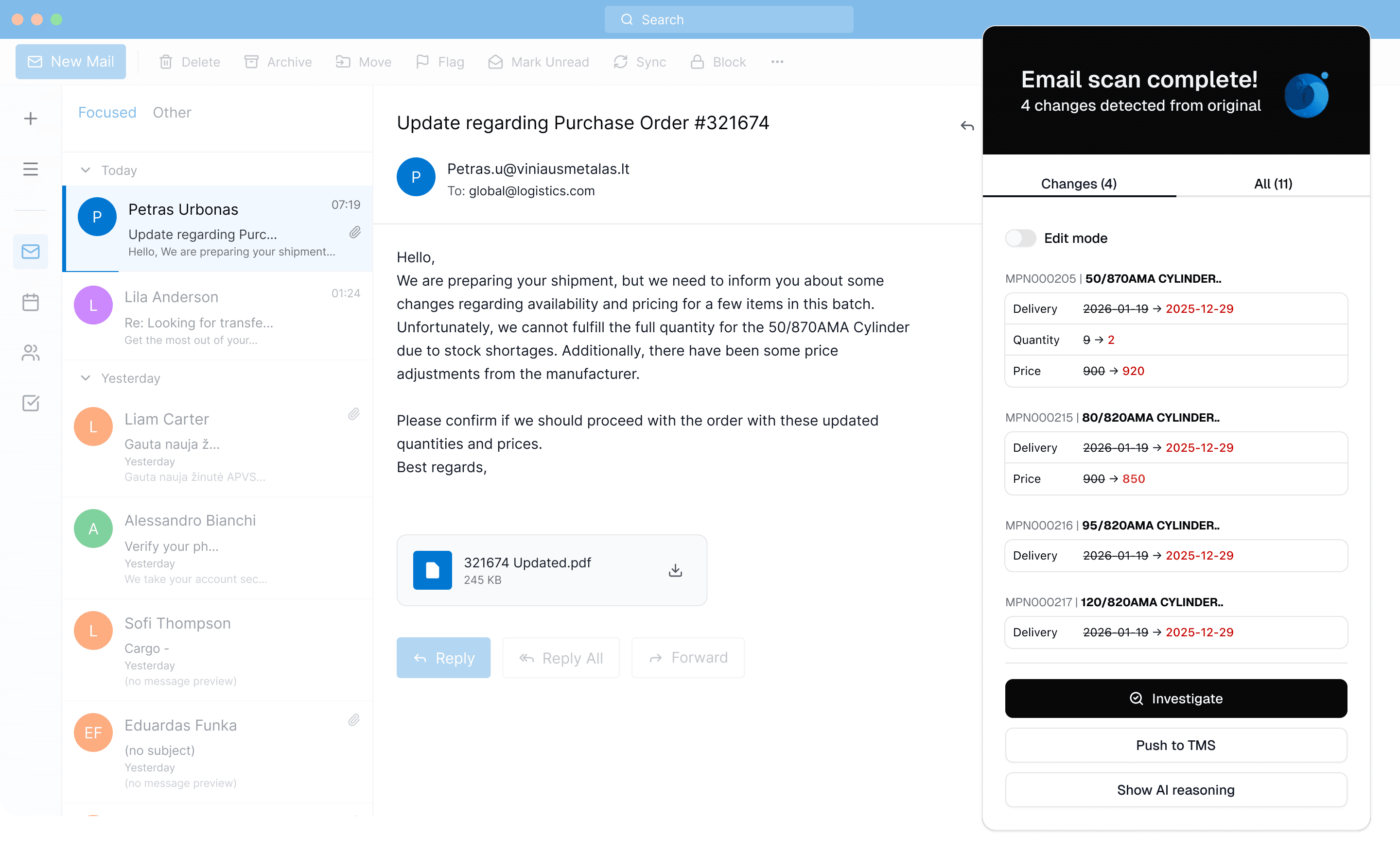 interface of the freight platform