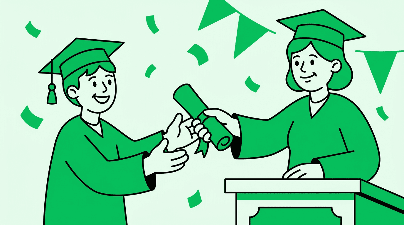 student receiving diploma