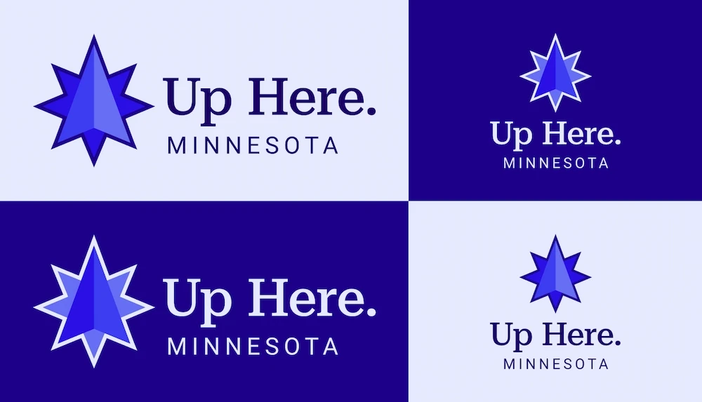 Minnesota "Up Here" logo on light and dark backgrounds