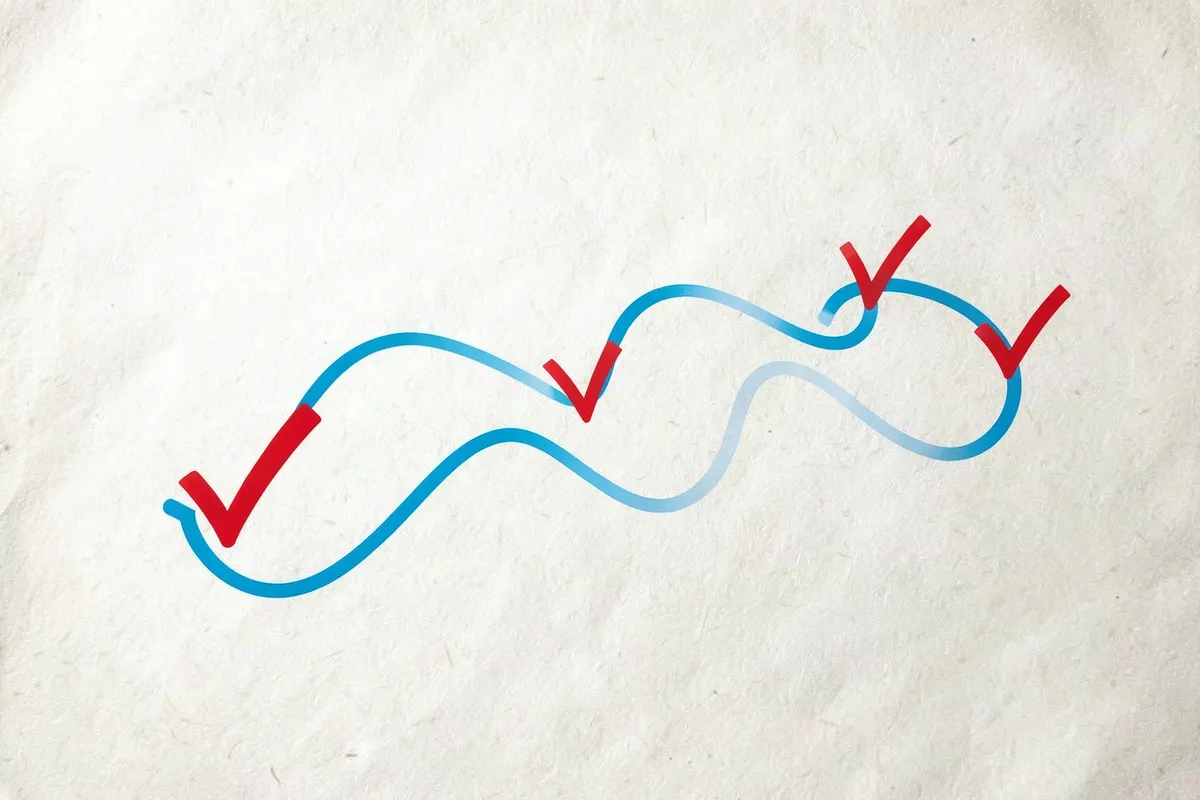 A roadmap graphic with milestones and checkmarks, symbolizing a strategic plan.
