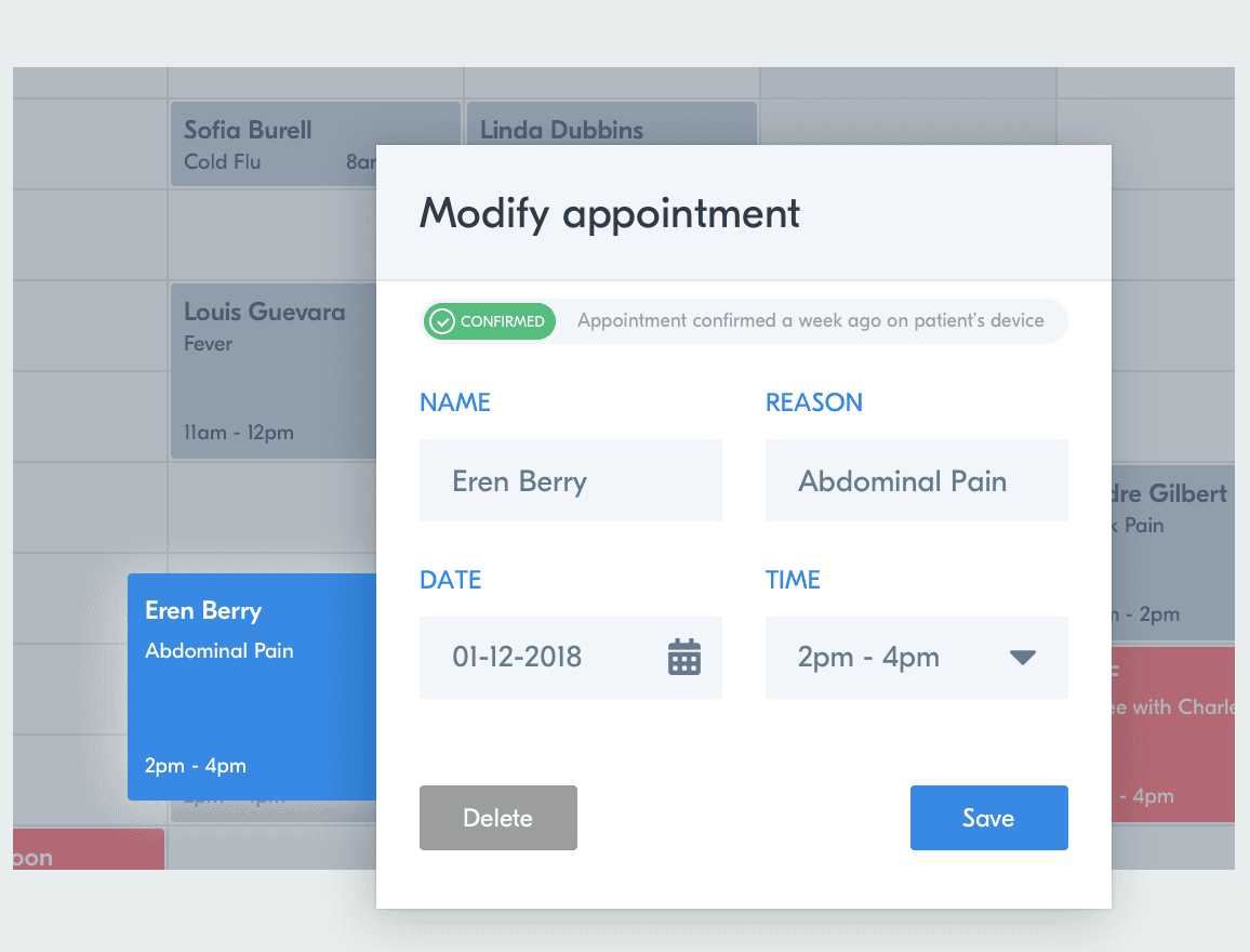 An appointment update form.
