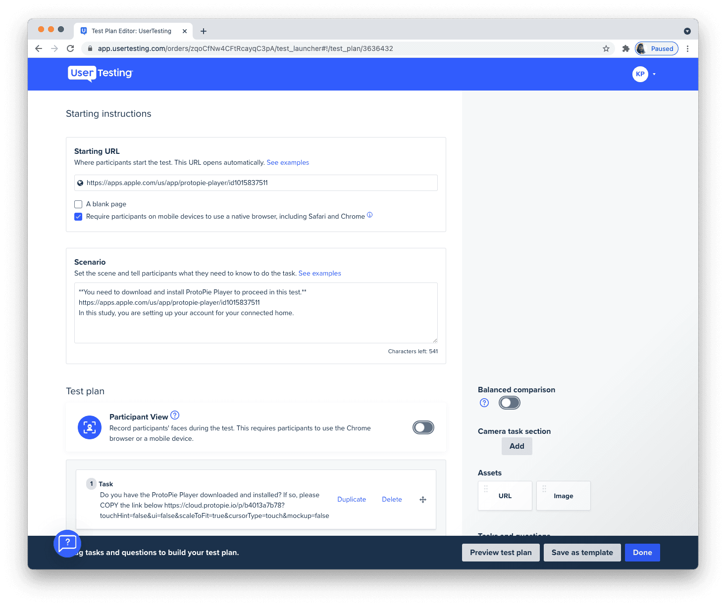 put starting URL