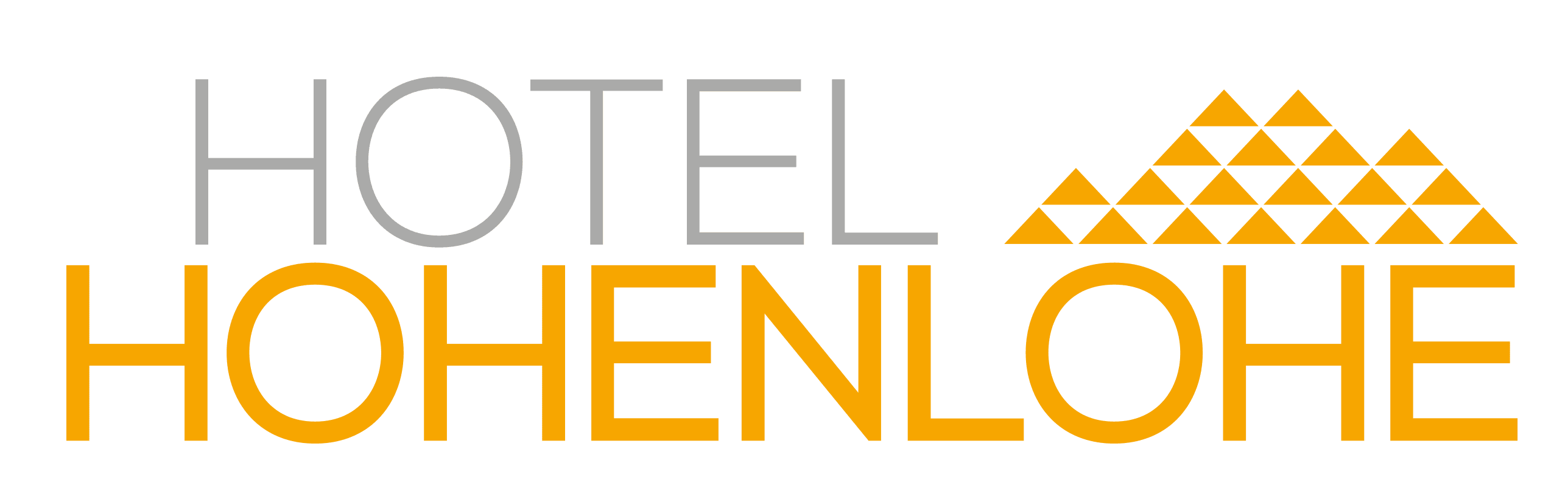 Logo des Hotels Hohenlohe mit stilisiertem Text und einem Haussymbol in hellen Farben.