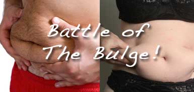 man and woman's fat bellies