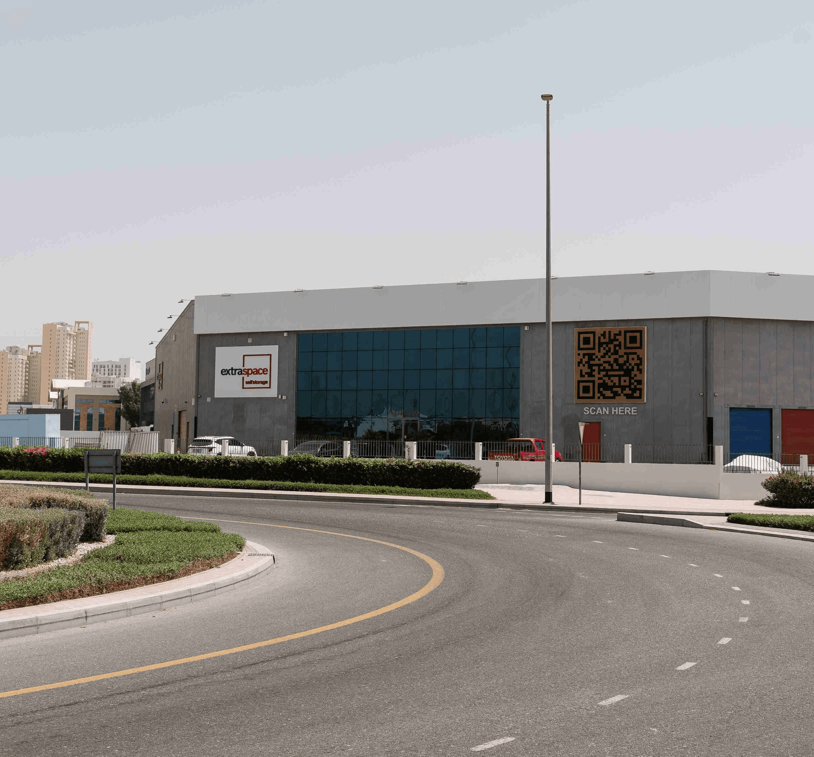 Exterior of Extra Space storage facility in Dubai Production City