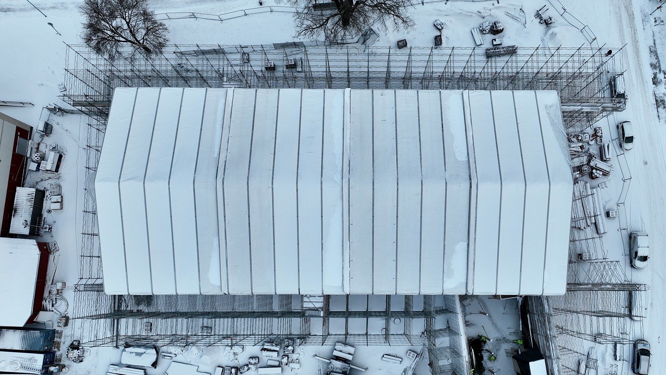 Byggnadsställning på Mjölby