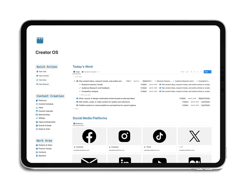 Content Creator's the All-in-One Notion Template! This isn't just another Notion template – it's a meticulously crafted system designed to empower your entire content creation journey. Here's a glimpse of what awaits you