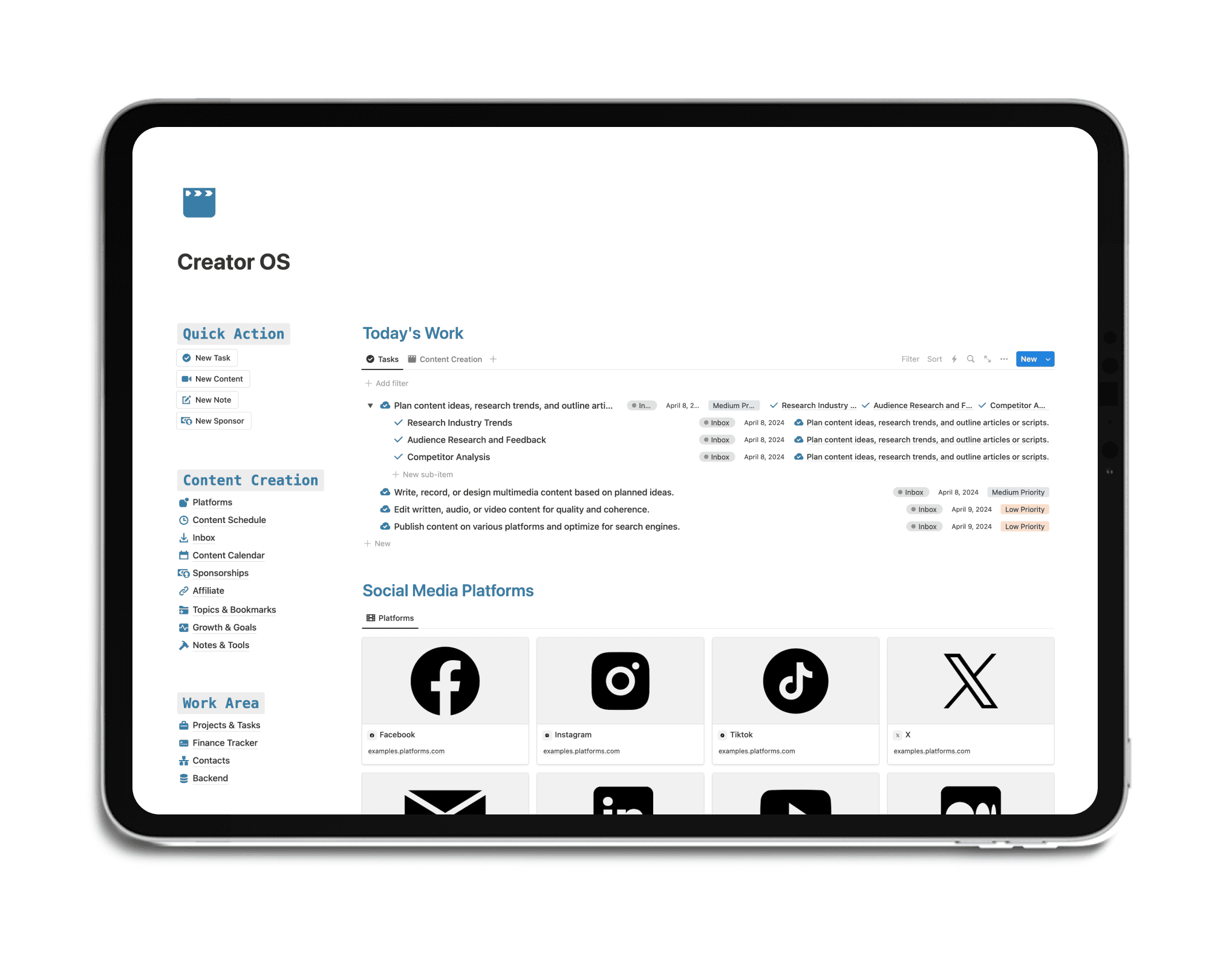 Content Creator's the All-in-One Notion Template! This isn't just another Notion template – it's a meticulously crafted system designed to empower your entire content creation journey. Here's a glimpse of what awaits you