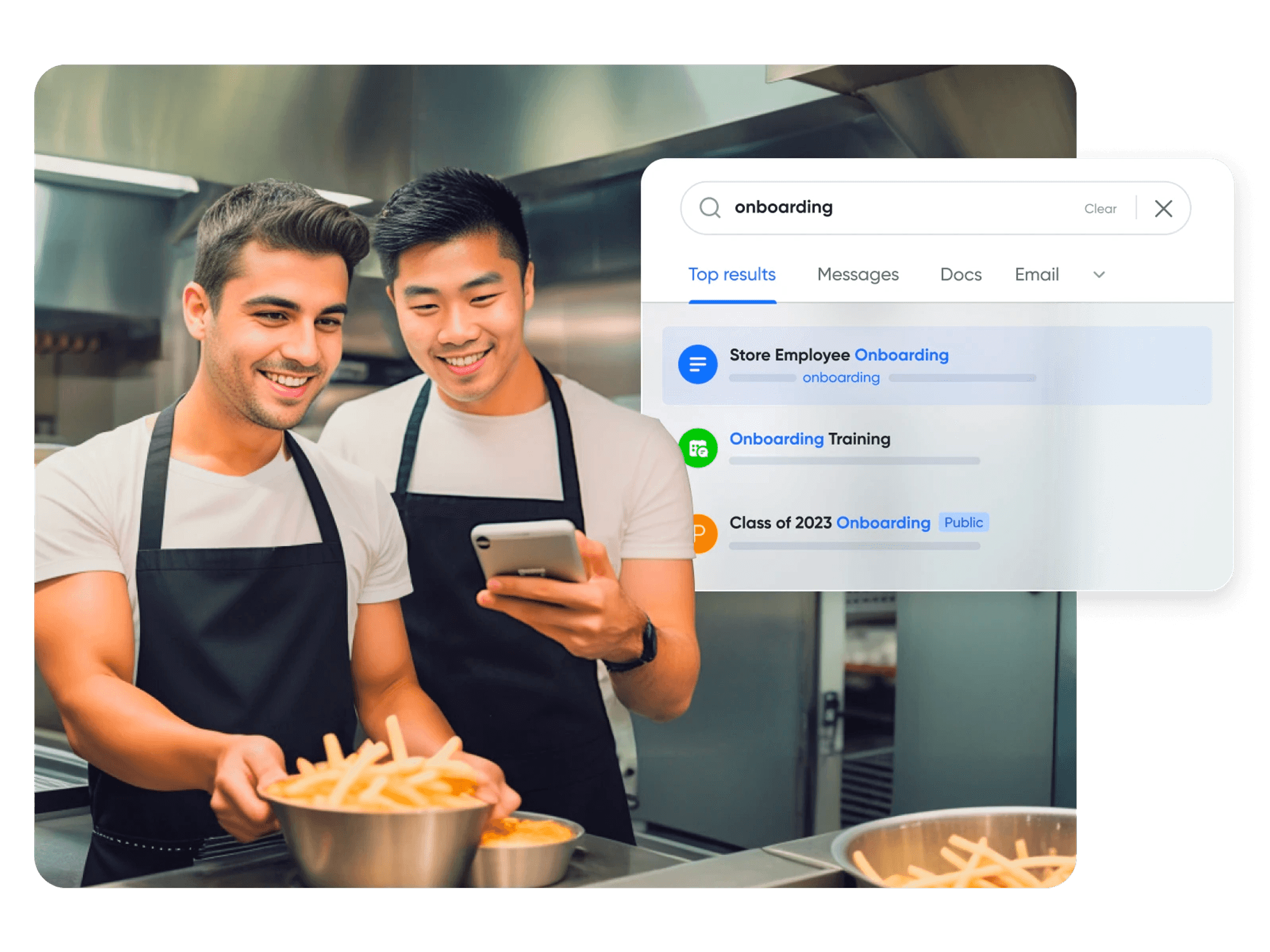 Lark's enterprise search software allows users to effortlessly locate information like chat histories, documents, and meeting minutes using keyword searches. With filters for type, author, and date range, it simplifies finding specific work-related information. For instance, searching 