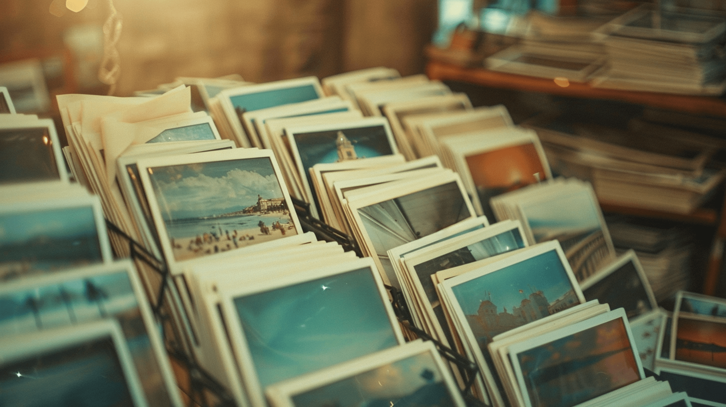 display of polaroid-style photographs