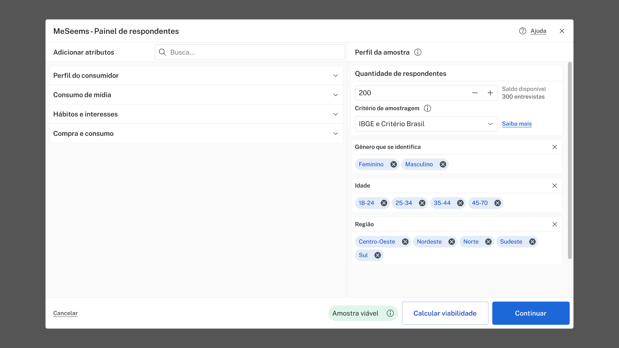 Tela de Painel de respondentes utilizando componentes criados no design system