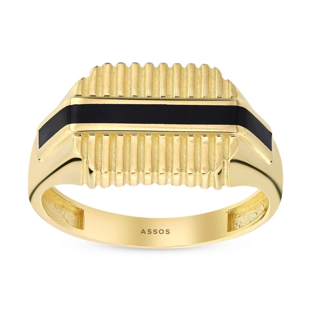 Assos 14 Ayar Altın Modern Tasarım Şık Erkek Yüzük