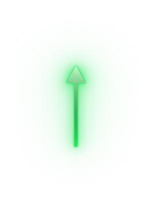 Flèche verte lumineuse pointant vers le haut, symbolisant la croissance et l'amélioration des techniques de vente B2B.