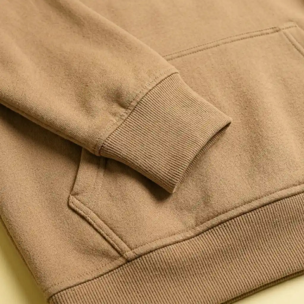 A cream colour t-shirt laid flat on a light purple background there are 2 thread cone and a comb kept on the corner