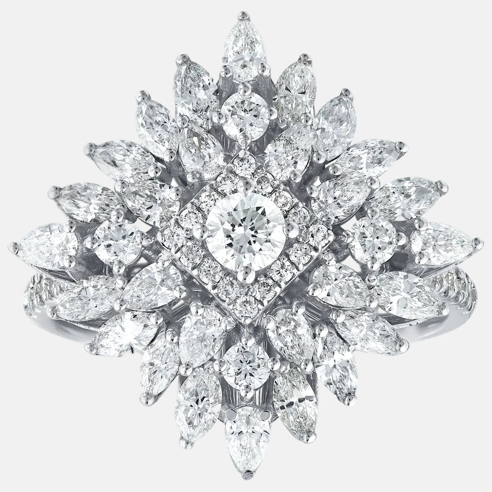 Assos 2.05 Karat Pırlanta Fantezi Yüzük 14 Ayar Beyaz Altın