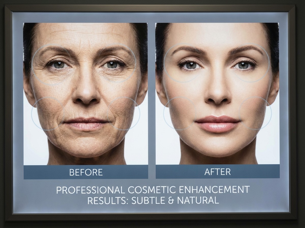 Before and after cosmetic Botox and dermal filler treatment showing natural smile enhancement at Smyrna Dental Studio