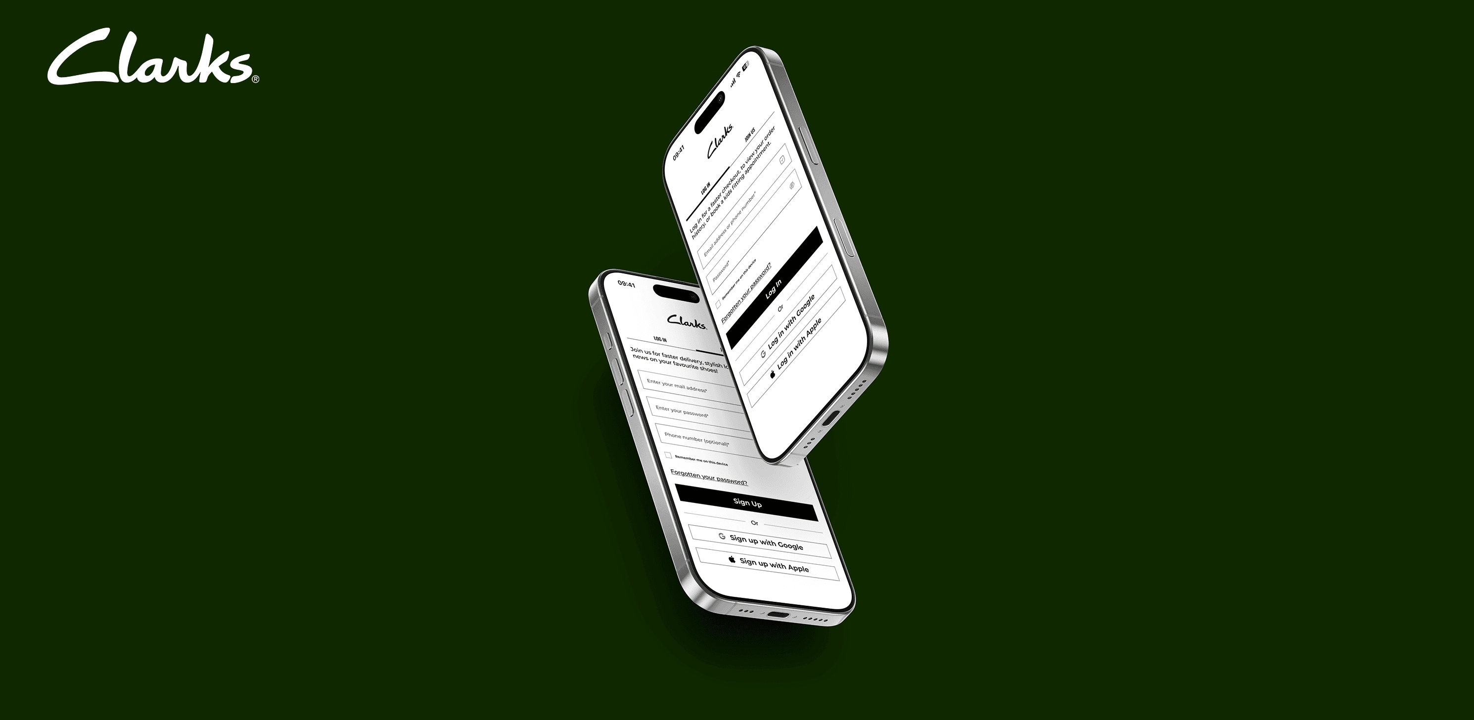 Sign up and Log in page