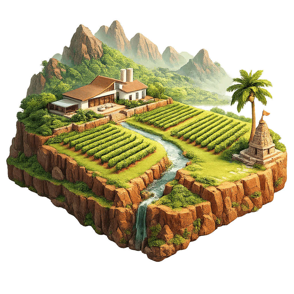 Artistic illustration of the Nashik wine region.